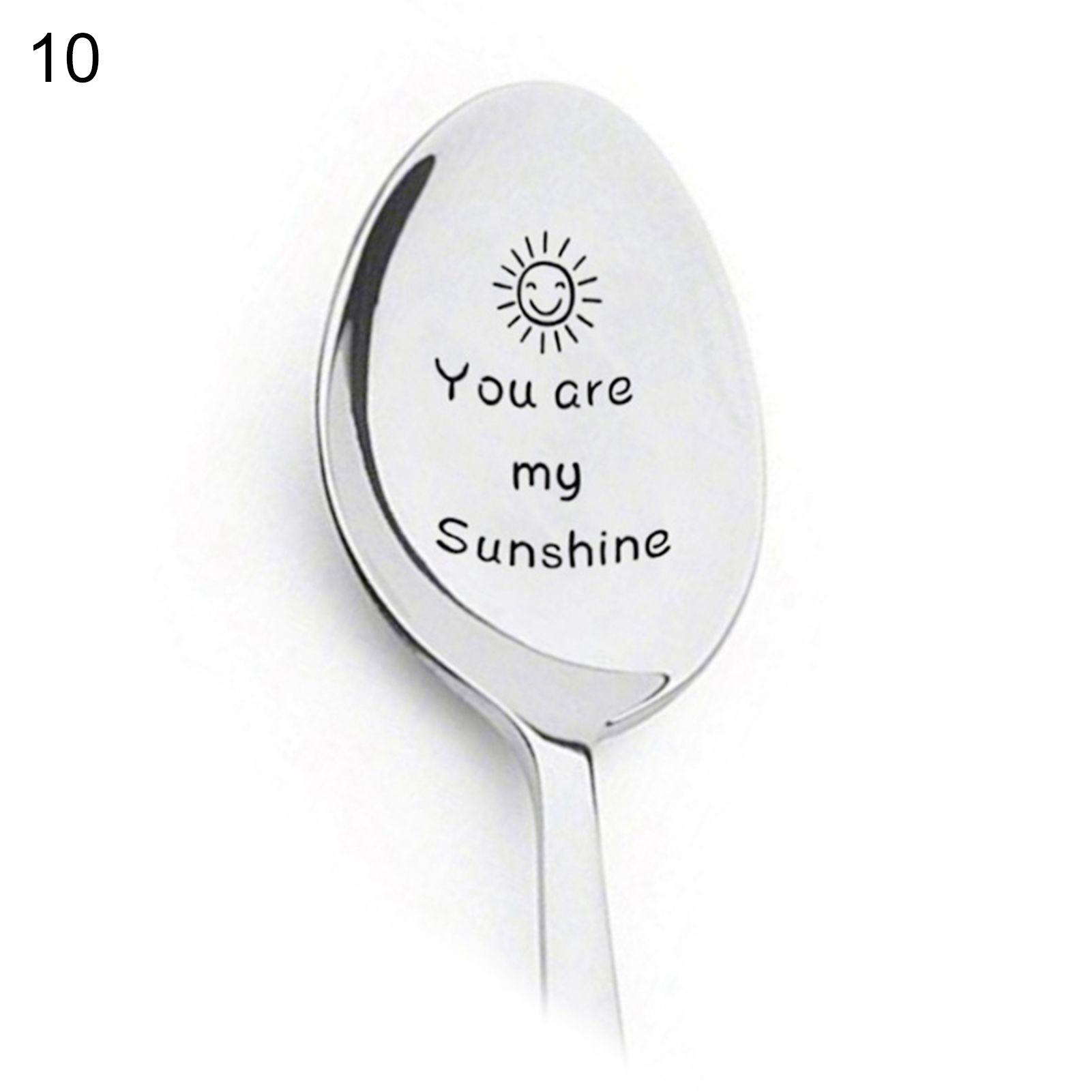 Coffee Spoon Polished Surface Wide Application Stainless Steel Lettering Long Ice Drink Mixing Scoop for Couple