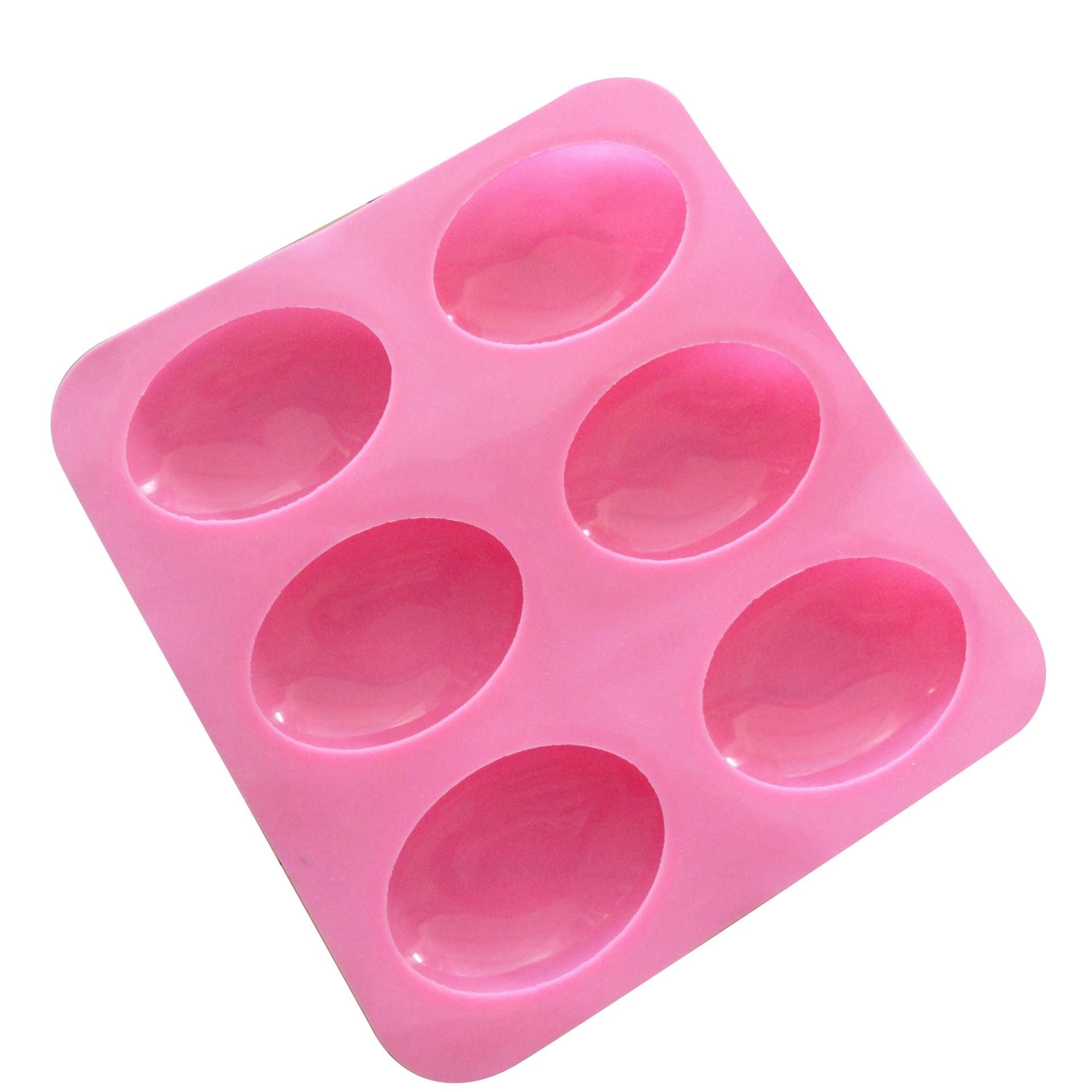 6 Slots Silicone Soap Mould 3D Oval Shape Handmade Jelly Maker Cake Mold Tool  For Drop Shipping