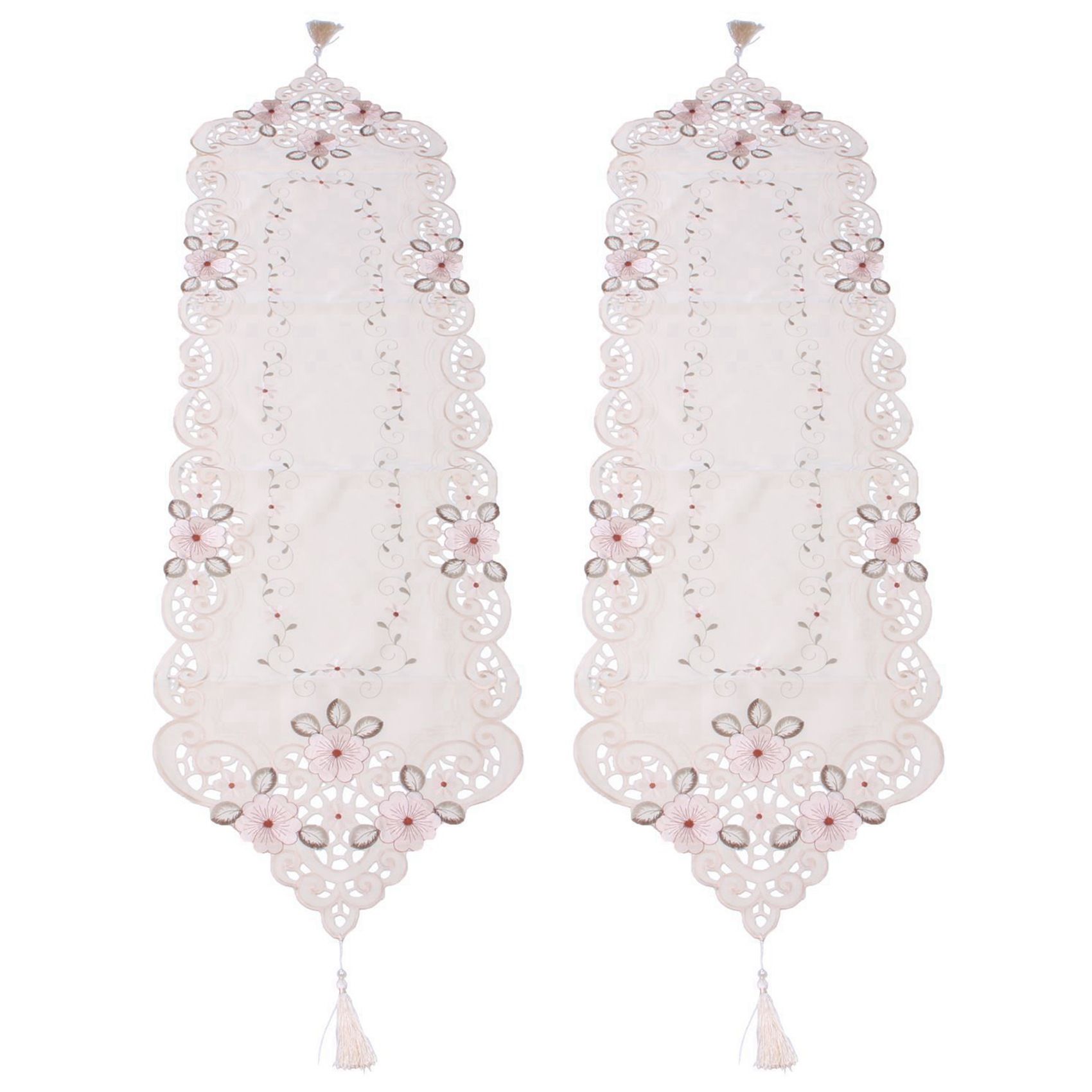 2X New Table Runner Embroidered Floral Table Cloth Pattern: No.2 Flower Size:40X150cm