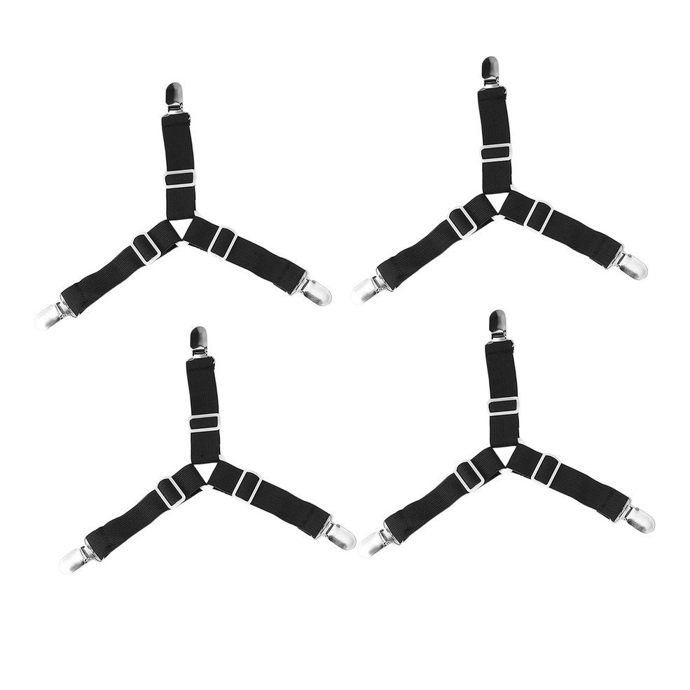 HA 4PCS Adjustable Triangular Bed Mattress Sheet Metal Clips Grippers Straps