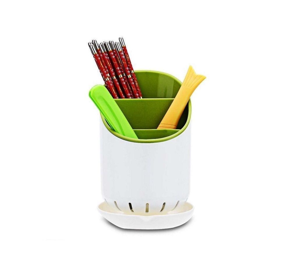 Cutlery Drainer and Organizer - White and Green