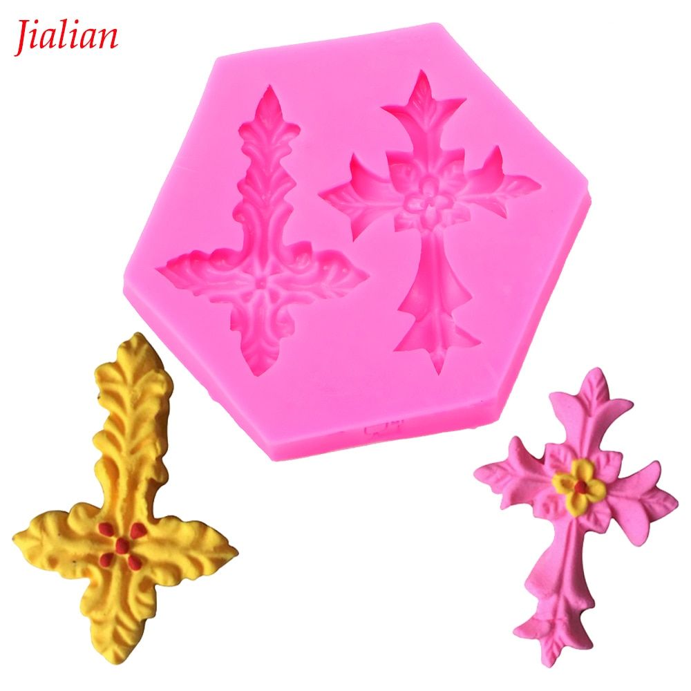 Cross Religious Holy Communion Shaped DIY fondant cake silicone moulds chocolate cupcake decoration kitchen Baking tools FT-0053