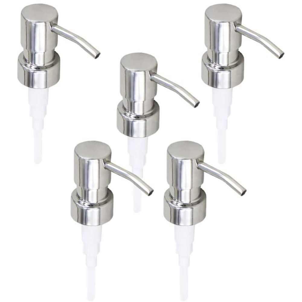 5Pcs Stainless Steel Soap Pump Replacement 28 Teeth Metal Bottle Nozzles Lotion Dispenser Head