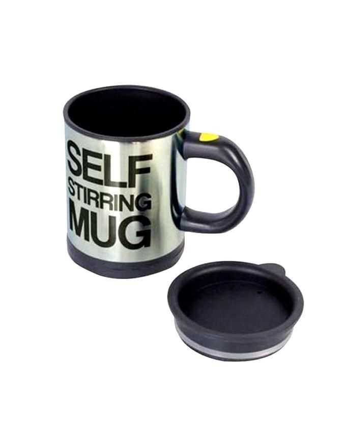 Self Stirring Mug - Black and Silver