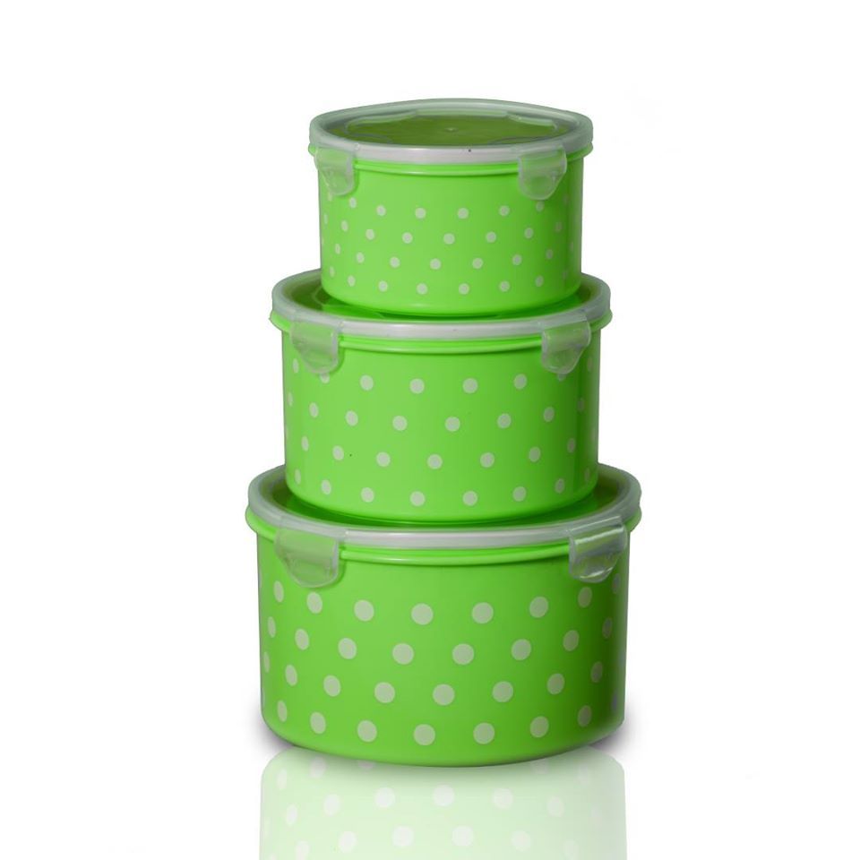 N-poly Round Pick & Lock - (Printed) Round Food Box - 3 Pcs Set