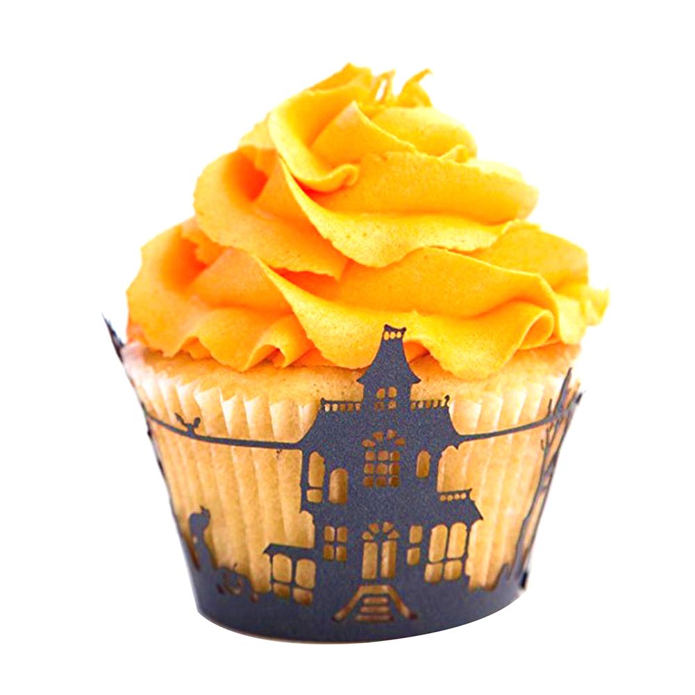 25Pcs Halloween Hollow Spider/Castle/Witch Cupcake Cake Paper Cups Baking Tool