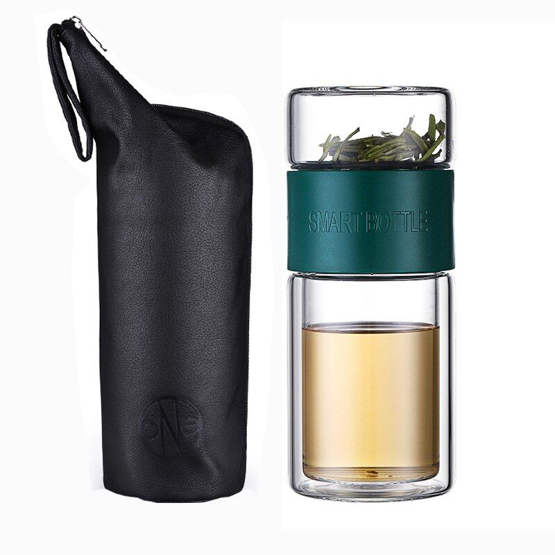 ONEISALL Tea Water Bottle Travel Drinkware Portable Double Wall Glass Tea Infuser Tumbler Stainless Steel Filters The Tea Filter