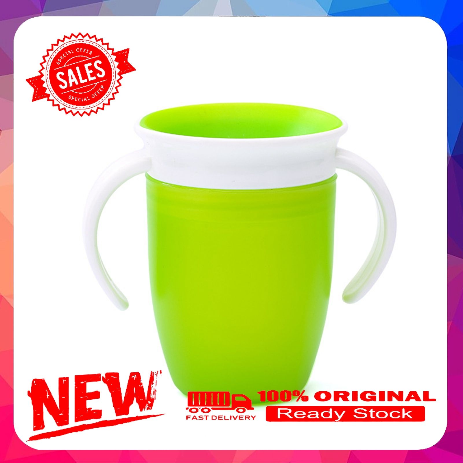 240ml Portable 360 Degree Leakproof Choke-Proof Baby Drinking Cup with Handle