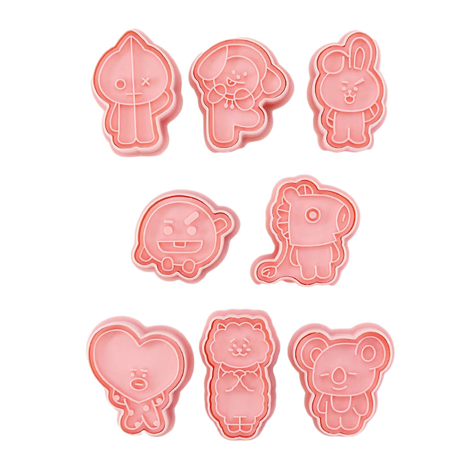 8Pcs Biscuit Molds Food Grade Anti-deform Plastic 3D Cartoon Biscuit Embossing Mold Dessert DIY Baking Supplies for Home