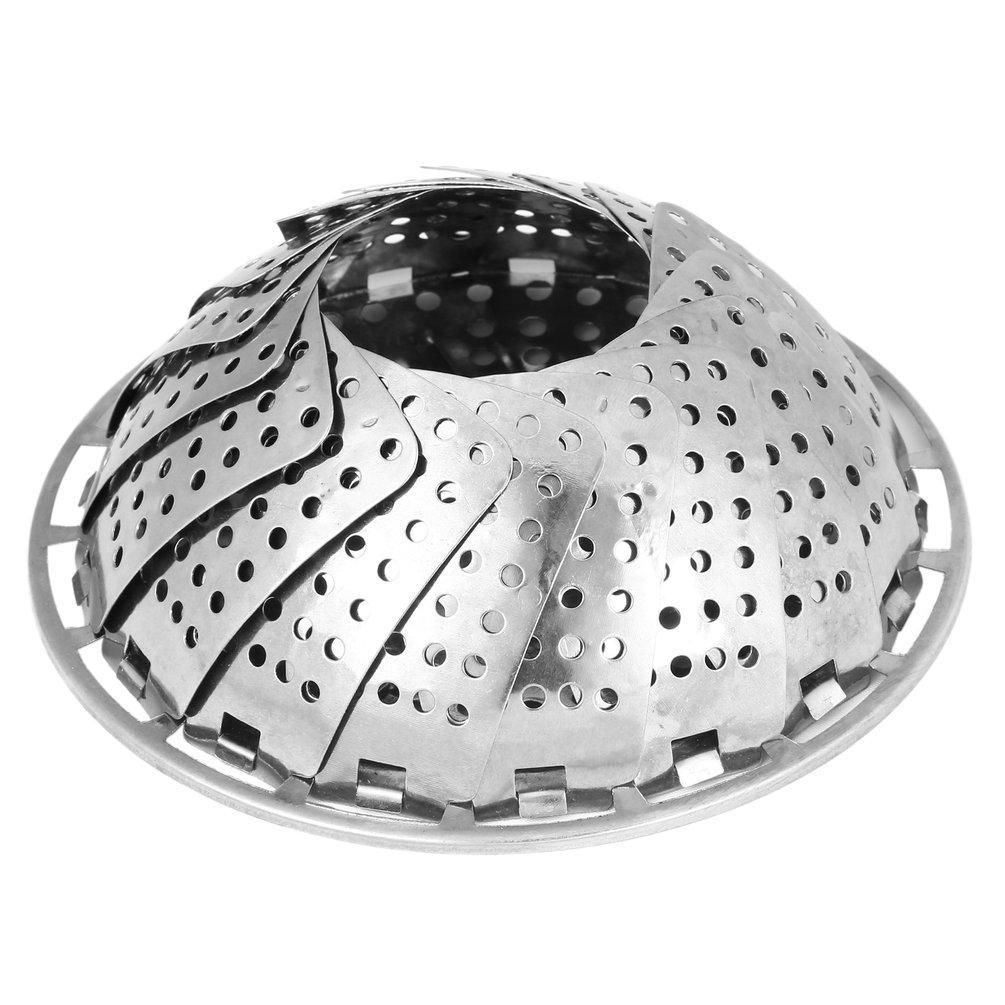 Folding Stainless Mesh Food Dish Vegetable Egg Fruit Steamer Basket Cook Poacher