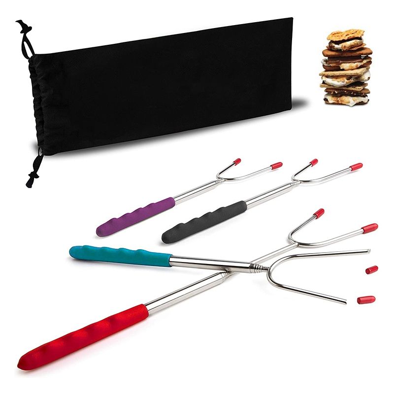 5Pcs Marshmallow Roasting Sticks Extendable 34Inch Telescopic Stainless Steel Smores Skewers for  Pit/Camping