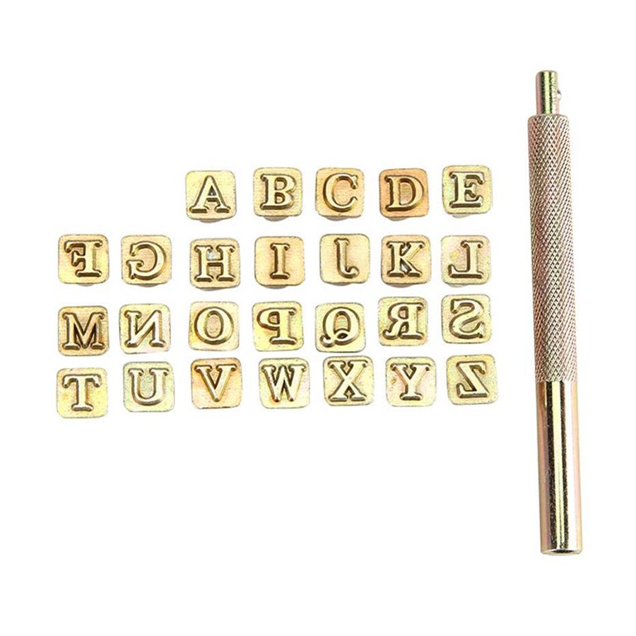 26Pcs Steel Alphabet Stamps Punch Set for Leather Craft Stamps Tools 26 English Letters Metal Stamp Set Leathercraft