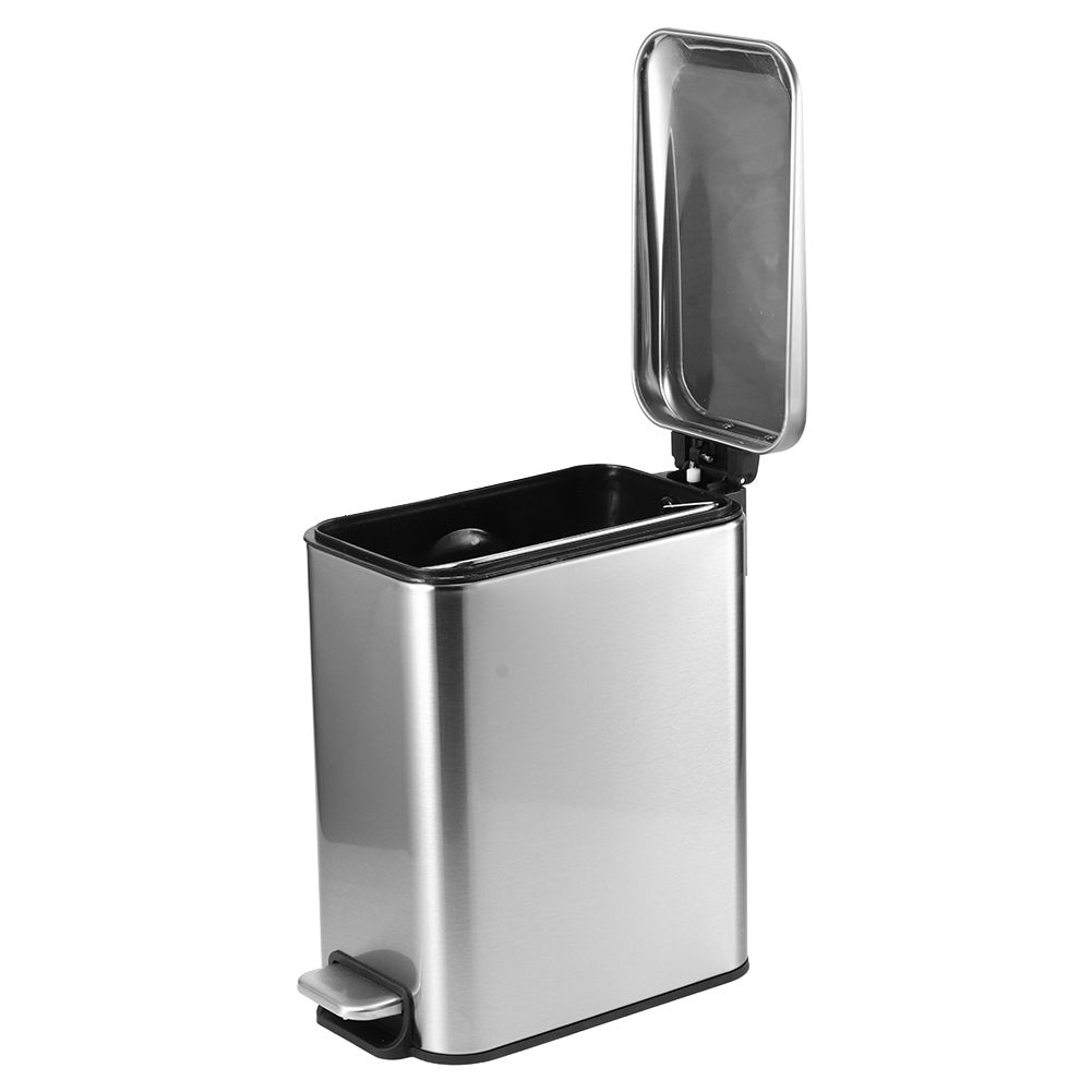 Stainless Steel Mute Pedal Rubbish Garbage Bin Trash Can Dustbin 5L For Home FS