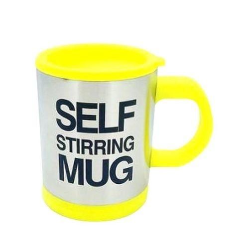 Self Stirring Mug  - Yellow and Silver