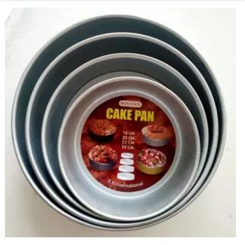 4 Pcs Aluminium Cake Mould Round Mold for Bread, Pudding & Baking tools Four(4)Pcs Set- Silver Color