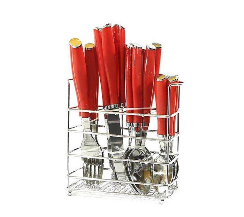 24 pes spoon set- red