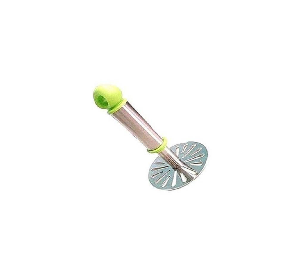 Potato Masher - Green and Silver