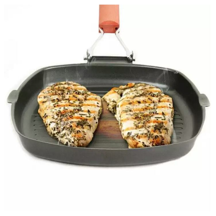 Non-Stick Square Grill Pan Wooden Handle