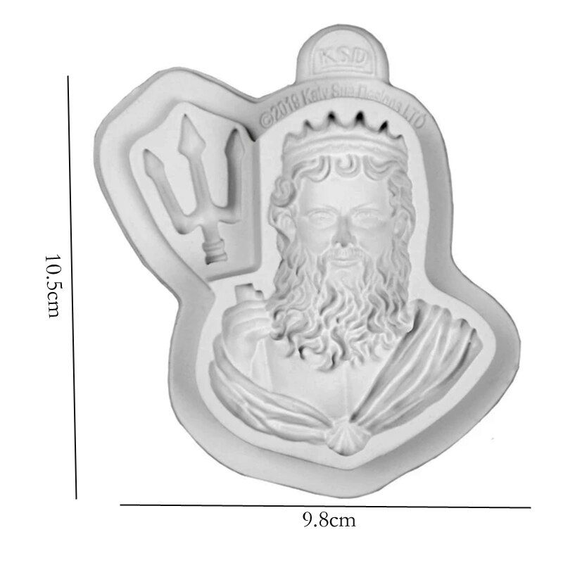 King Neptune Bust Silicone Mold for Fondant Cake Decor, Cupcakes, Sugarcraft, Cookies, Candies, Cards and Clay Bakeware Tools