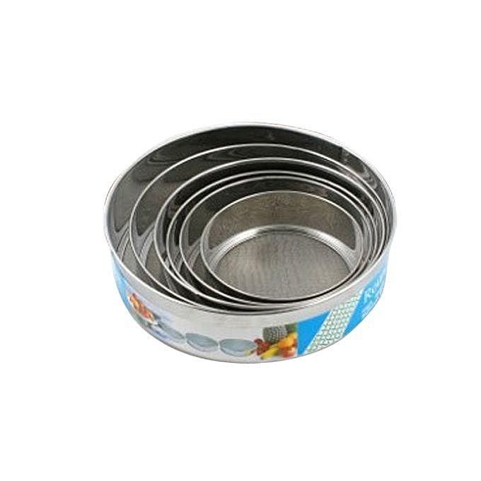 6 Psc Set Durable Stainless Steel Round Flour/Rice Flour/Mesh Sifter - Silver