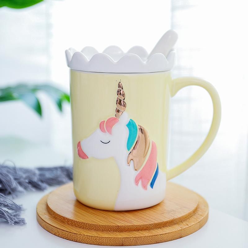 Functional Nordic creative gold unicorn girl heart ceramic mug milk glass cup couple cup Valentine's Day gift