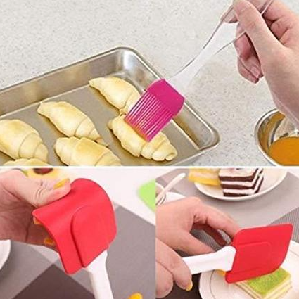 (2 pcs) Silicon Oil Brush with Silicone Spatula