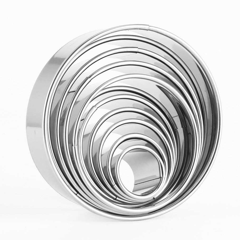 11Pcs/Set Round Shape Cutting Molds Stainless Steel Mousse Cake Ring Mold Biscuit Donuts Cutter Cake Decorating Tools