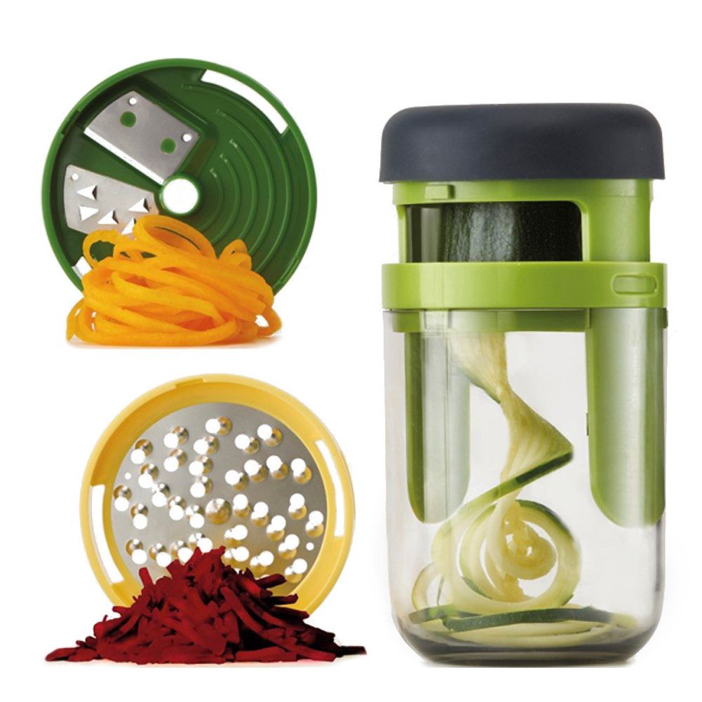 Home Handheld 3 in 1 Carrot Cucumber Spiral Grater Cutter Vegetable Fruit Slicer