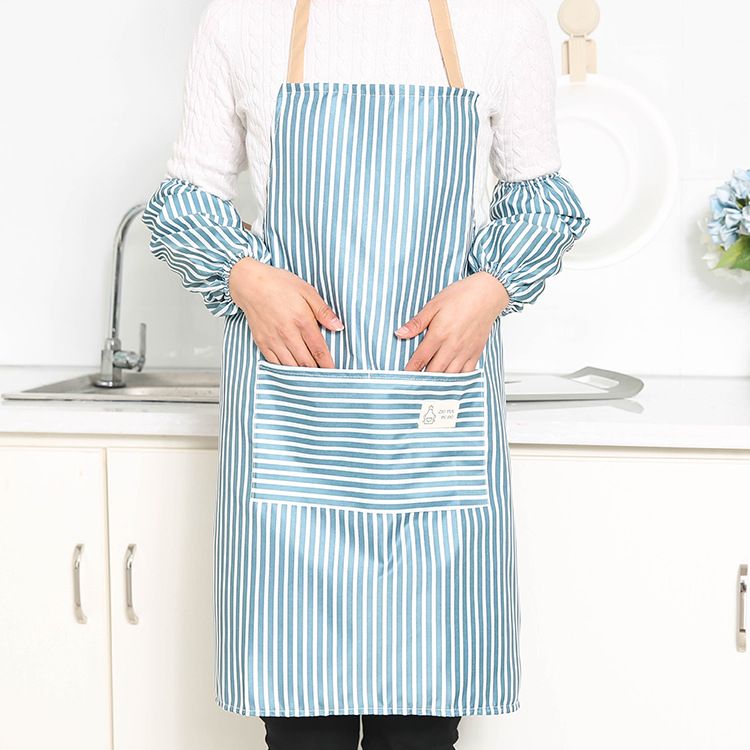 Yfashion Kitchen Apron  Set Oil-proof Cooking Apron+Sleeves Fabric Protective Cover color:red specification:Apron + sleeves