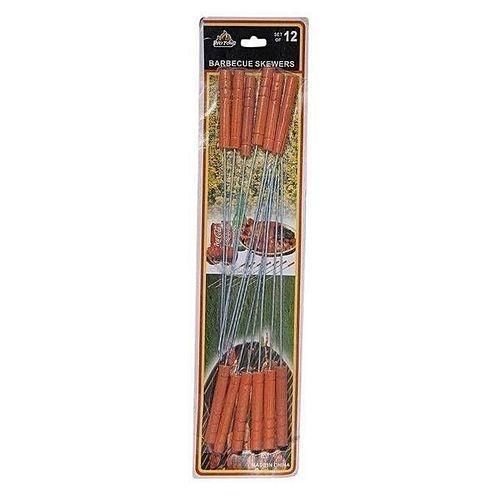 Bbq Wooden Handle Skewers - 12 Pcs – Silver