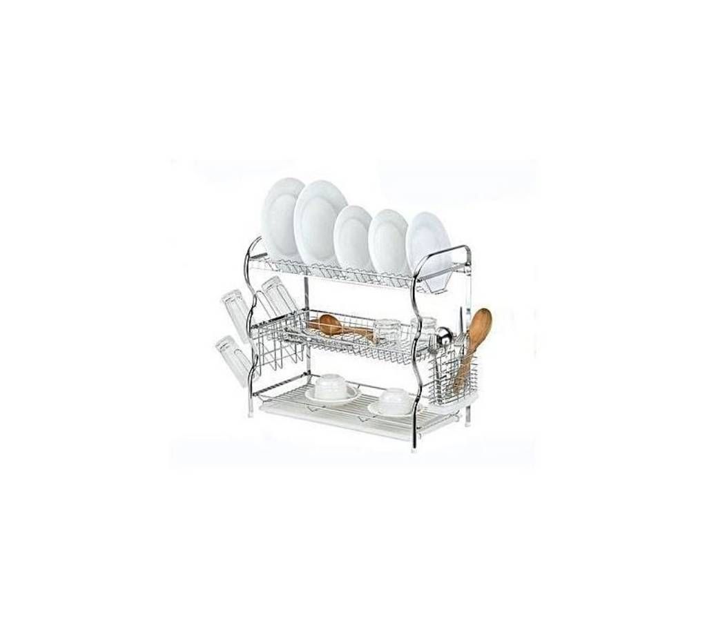 3 Layer Drainer Dish Rack - Silver