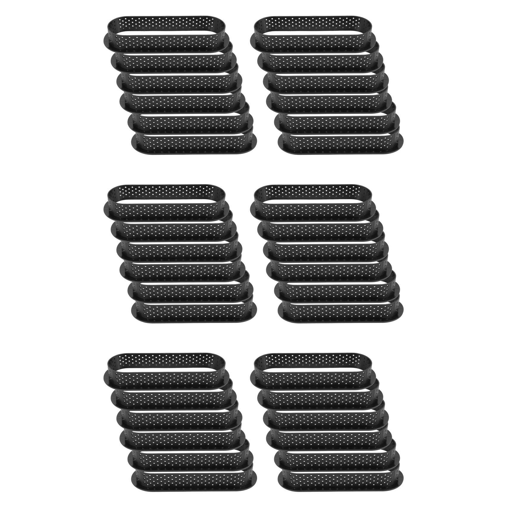 36 Pieces Oval Tart Rings Heat-Resistant Perforated Cake Mousse Ring Non Stick Bakeware Tart Mini Cake Mold Cake Rings
