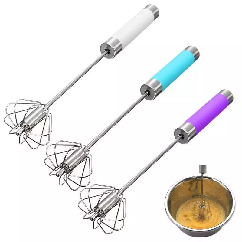 Stainless Steel Hand Push-Down Rotate Mixer, Stainless Steel Spring Egg/Lassi/Butter Milk Maker/Mixer Hand Blender