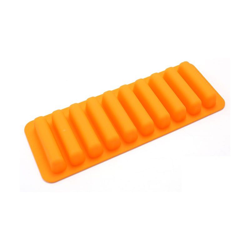 10 Holes Silicone Ice Cube Moulds Long Thumb Chocolate Bar Mold Biscuit Loaf Candy tray Ice Strip Popsicle Cake DIY baking Tools