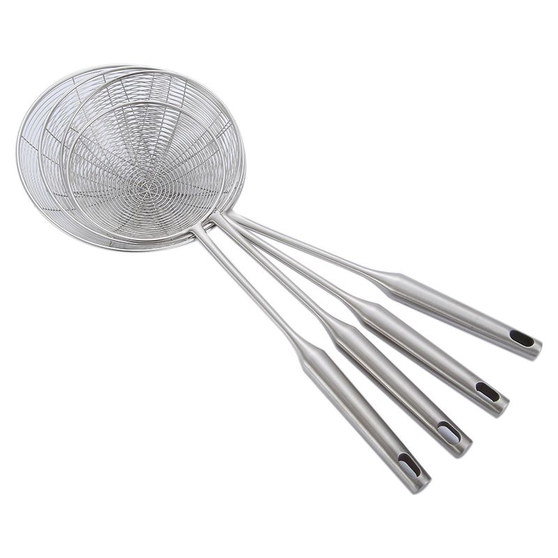 4 Pcs Premium 304 Stainless Steel Spider Mesh Strainer & Colander Ladle Skimmer Cooking Tool Kitchenware Heat-Resistant