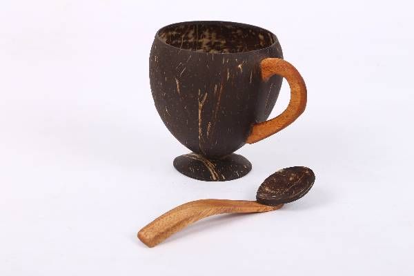 Handmade Coconut Shell Tea/ Coffee Cup with Spoon