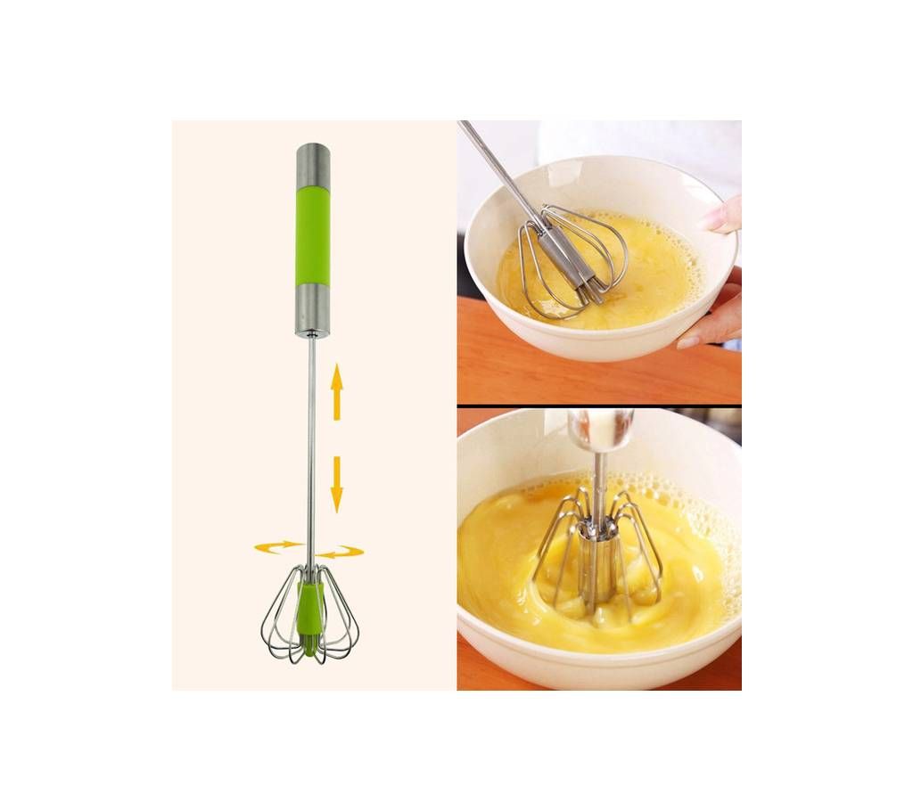 Stainless Steel Whisk Stirrer Mixer Turning Whisk Hand Mixer Kitchen Tool