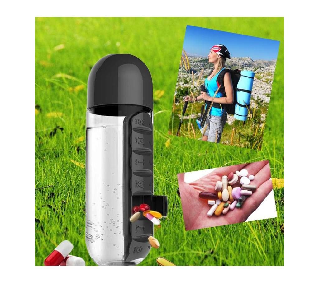 Pill & Vitamin Organizer Water Bottle