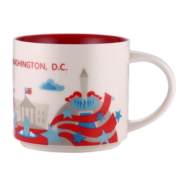 American City Cup Mug cold glazed ceramic coffee cup 414ml York Washington Los Anes Mug water cup glass