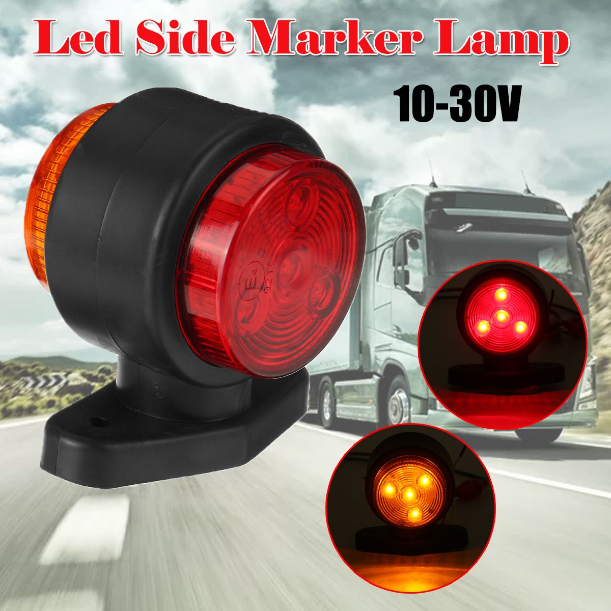 Expedient Red&Yellow Side Marker Light Indicator Lamp for Car Truck Trailer Lorry Van