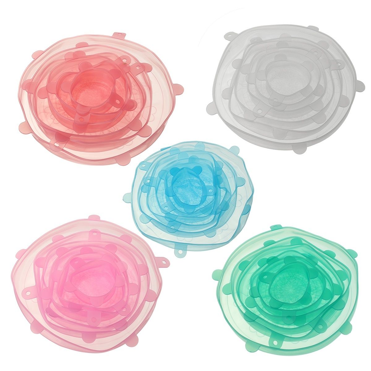 6Pcs/Set Universal Snowflake Bowl Cover Seal Lids Silicone Stretch Lids Kitchen Fresh Keeping Leak-proof Tool used for Refrigerators Microwave