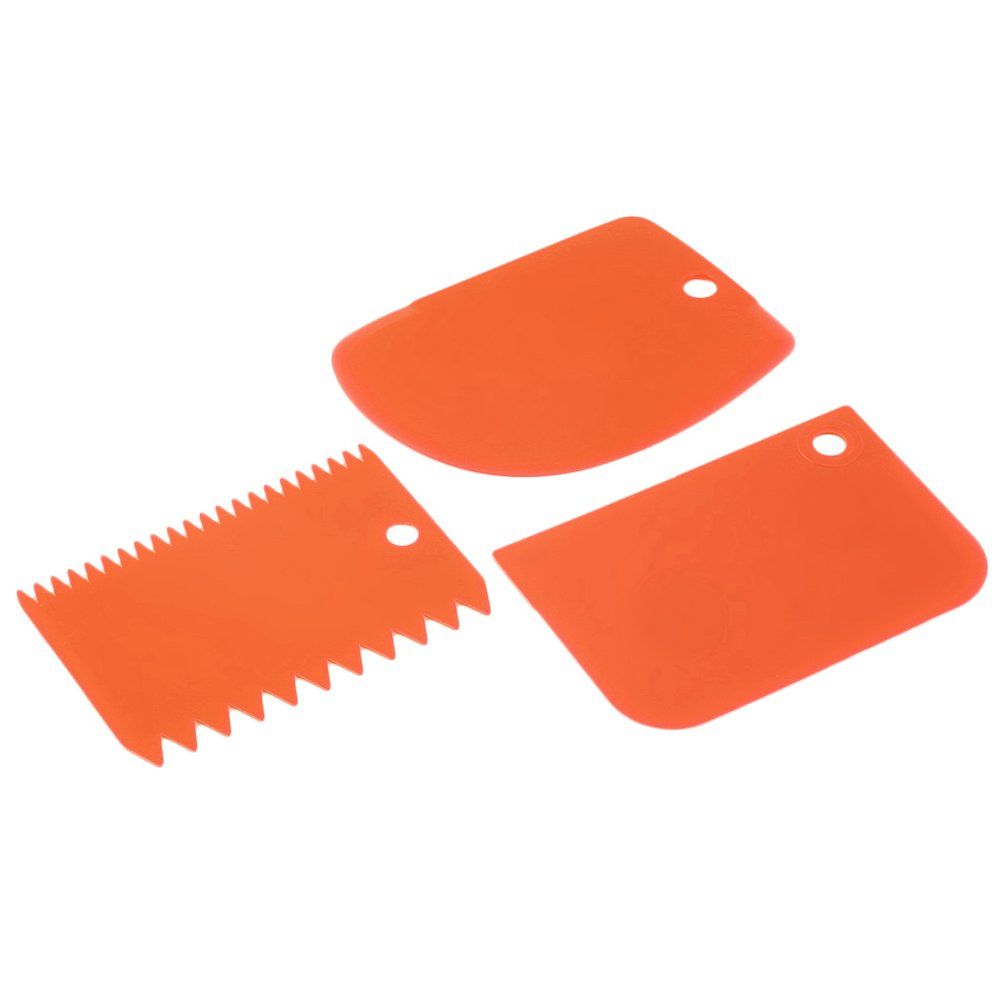 3x Plastic Dough Fondant Scraper Cake Decorating Plain Smooth Jagged Edge