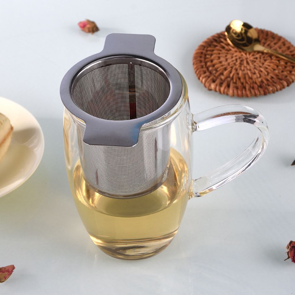304 Stainless Steel Tea Leak With Cover Filter Grid Binaural Tea Leak Coffee Leak Tea Filter Stalk Net Leak