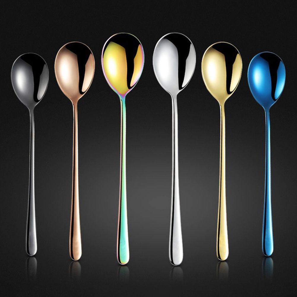Yfashion Long Handle Stirring Spoon Stainless Steel Coffee Spoon e Kitchen Cutlery