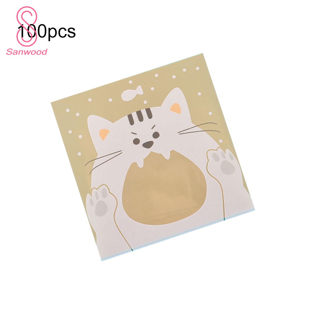 100Pcs Cute Cookie Biscuit Plastic Gift Sweet Candy Self-adhesive Party Bag