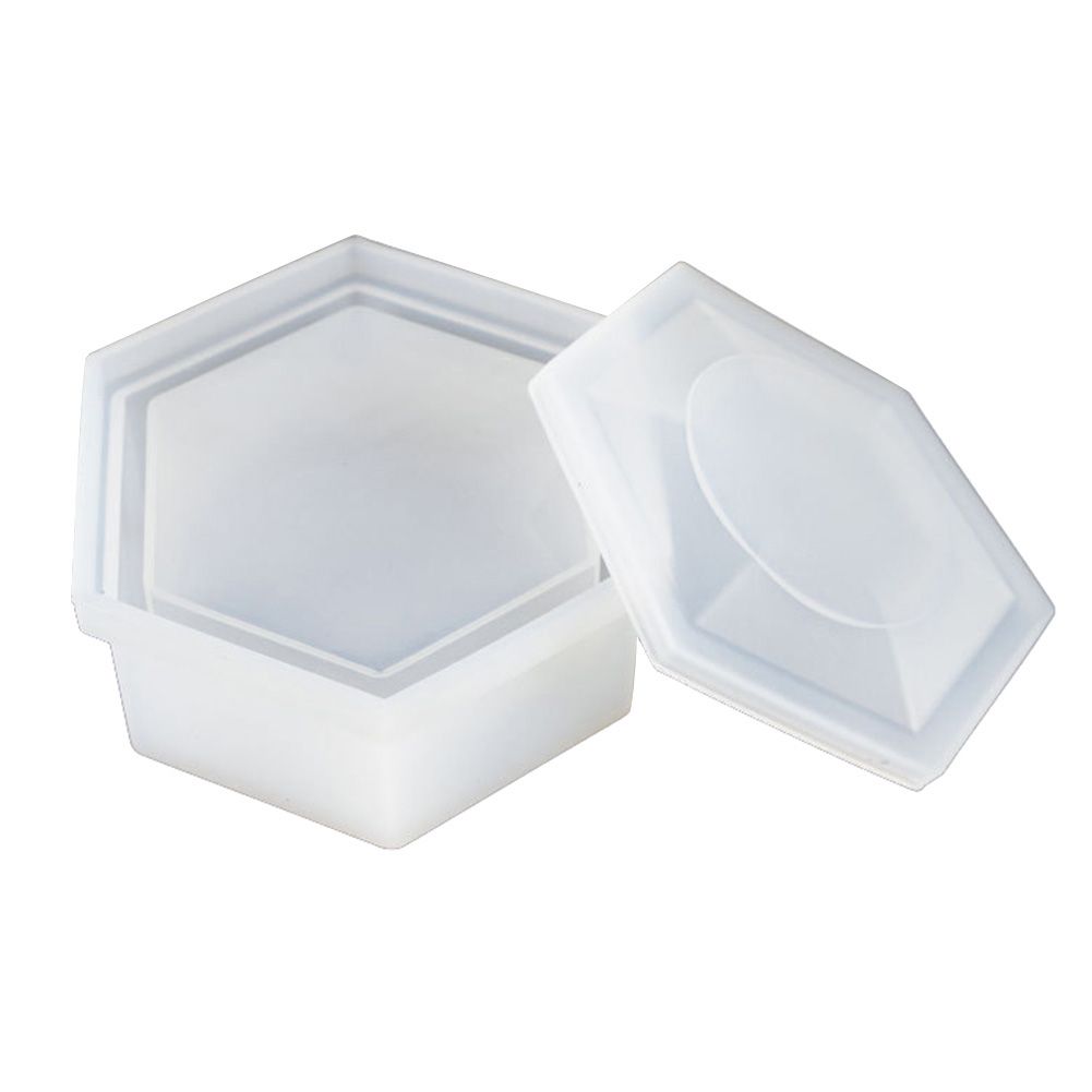 Hexagon Jewelry Storage Gift Box Case Flowerpot Plaster Cement DIY Silicone Mold