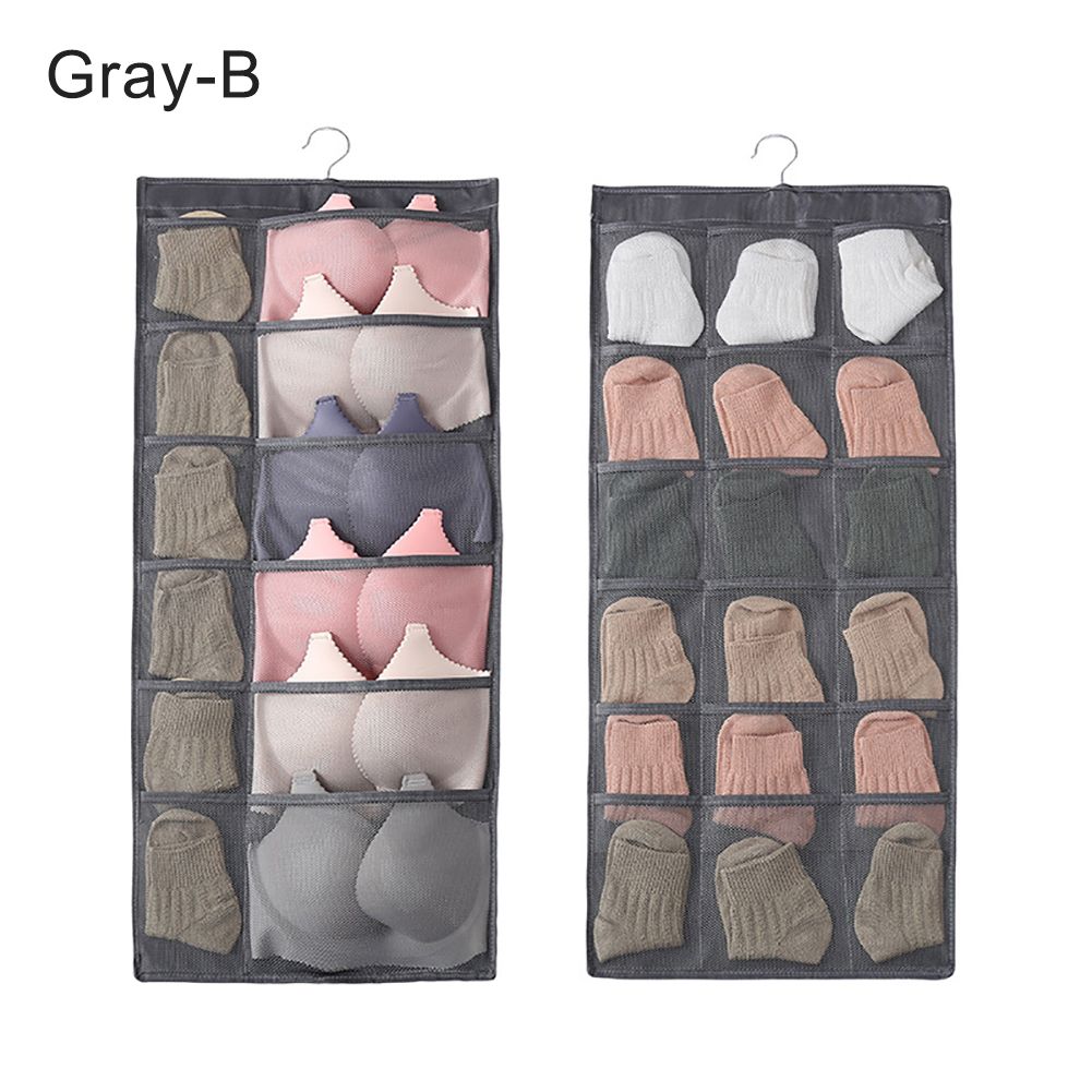 Dual-sides Wall Hanging Storage Pockets Bag Pouch Clothes Underwear Organizer