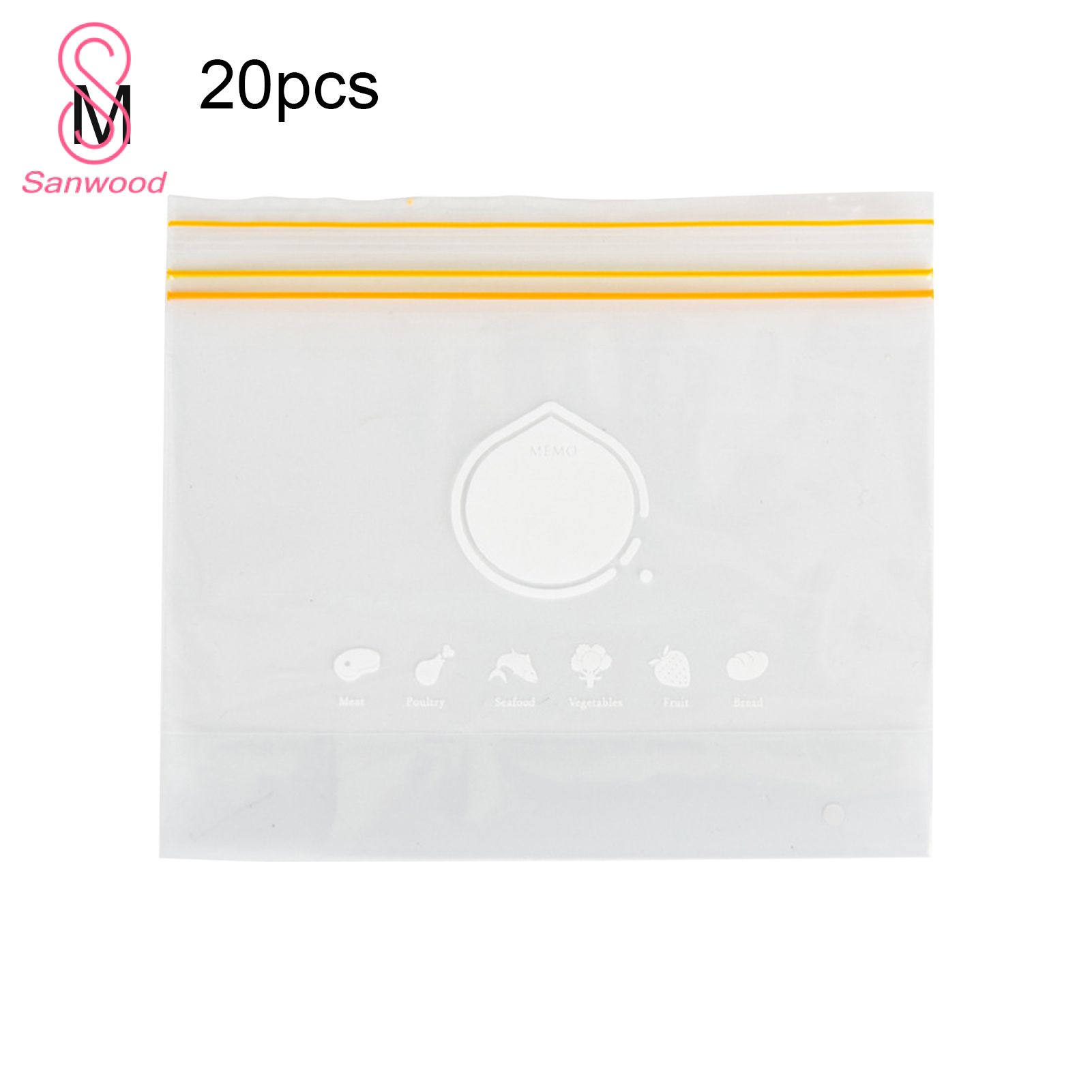 30/20/15Pcs Pouch Thicken Reusable Fresh Package Sealed Food Bag Accessories