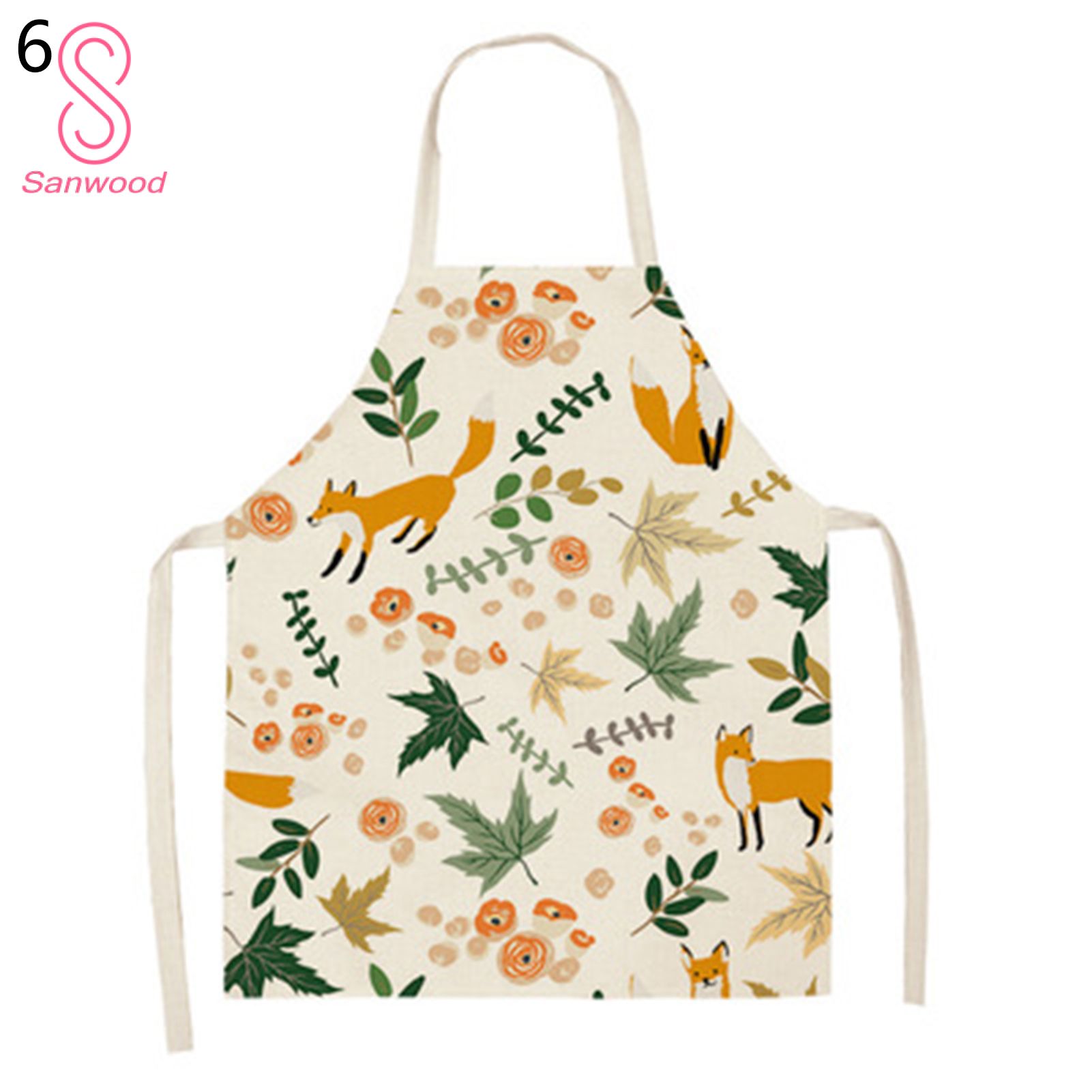 Apron Soft Touch Cartoon Fox Pattern Pted Kitcn Apron