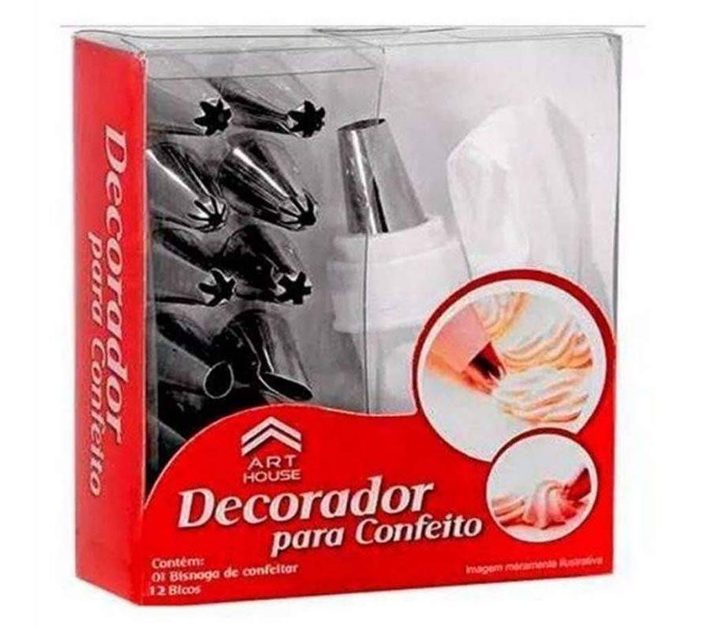 Pack of 13 - Icing Bag with Nozzles - Silver